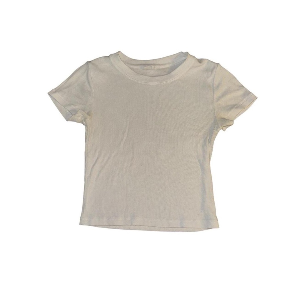 Aritzia Wilfred Free white ribbed baby tee